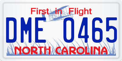 NC license plate DME0465