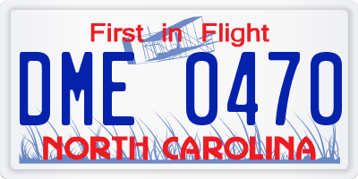 NC license plate DME0470