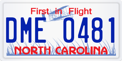 NC license plate DME0481