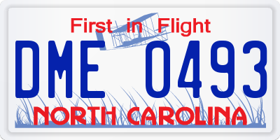 NC license plate DME0493