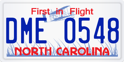 NC license plate DME0548