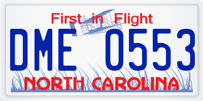 NC license plate DME0553