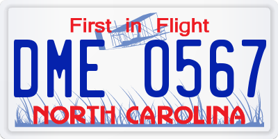 NC license plate DME0567