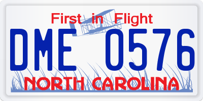 NC license plate DME0576
