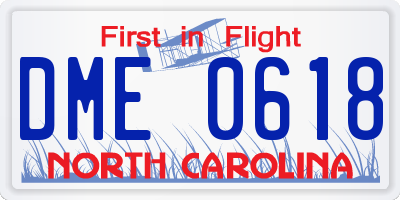 NC license plate DME0618