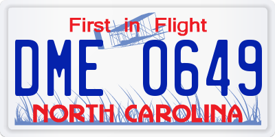NC license plate DME0649