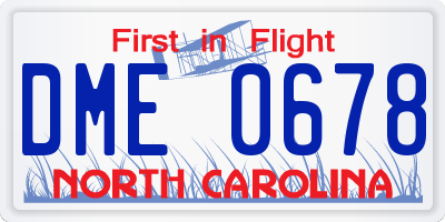 NC license plate DME0678