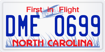 NC license plate DME0699