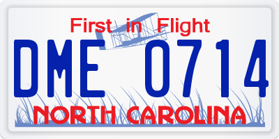 NC license plate DME0714