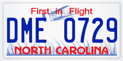 NC license plate DME0729