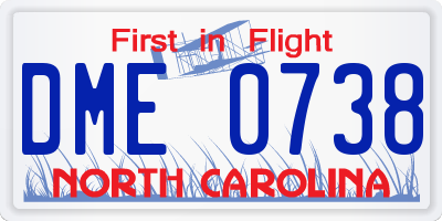 NC license plate DME0738