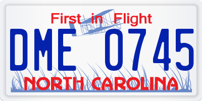 NC license plate DME0745