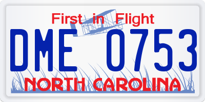 NC license plate DME0753