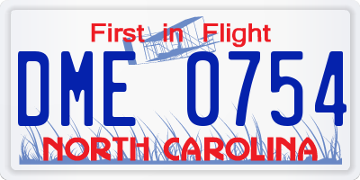 NC license plate DME0754