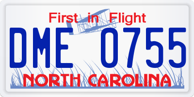 NC license plate DME0755