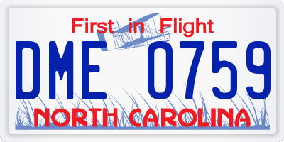 NC license plate DME0759