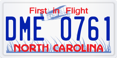NC license plate DME0761