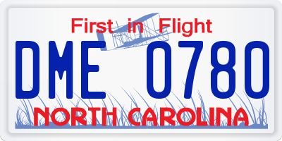 NC license plate DME0780