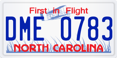 NC license plate DME0783