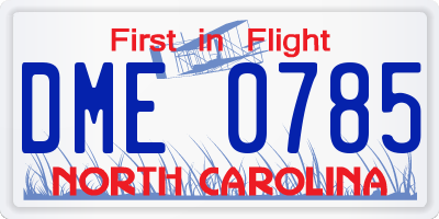 NC license plate DME0785