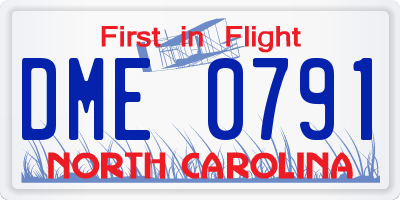 NC license plate DME0791