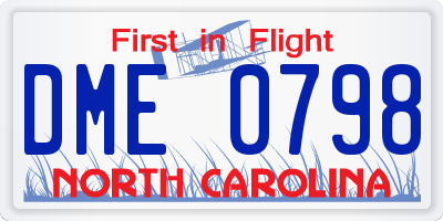 NC license plate DME0798
