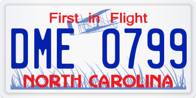 NC license plate DME0799