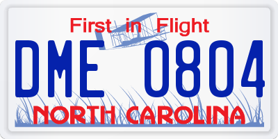 NC license plate DME0804