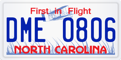 NC license plate DME0806