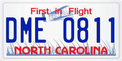 NC license plate DME0811