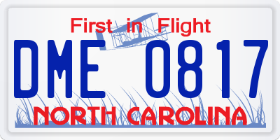 NC license plate DME0817