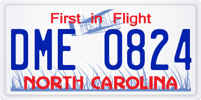 NC license plate DME0824