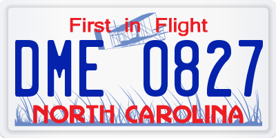 NC license plate DME0827