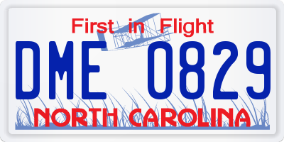 NC license plate DME0829