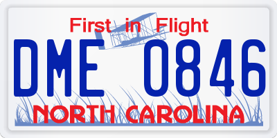 NC license plate DME0846