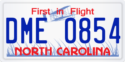 NC license plate DME0854