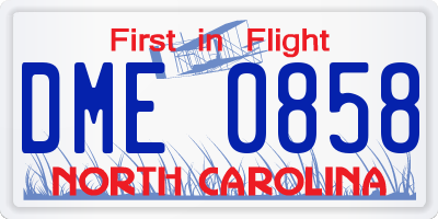 NC license plate DME0858