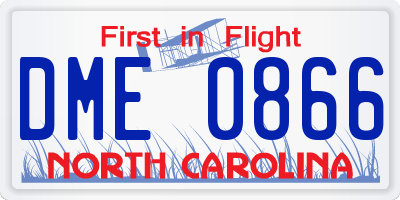 NC license plate DME0866