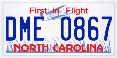 NC license plate DME0867