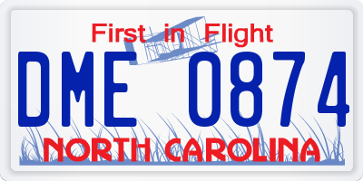 NC license plate DME0874
