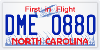 NC license plate DME0880