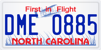 NC license plate DME0885