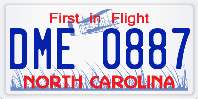 NC license plate DME0887