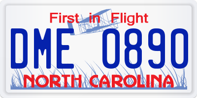 NC license plate DME0890