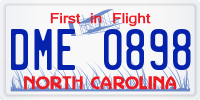 NC license plate DME0898