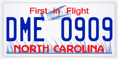 NC license plate DME0909