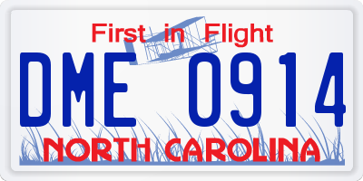 NC license plate DME0914