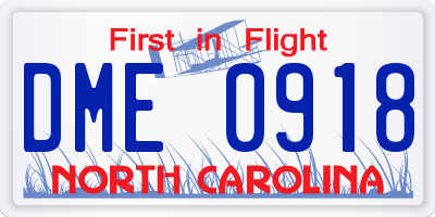 NC license plate DME0918