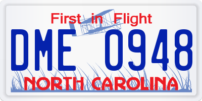 NC license plate DME0948