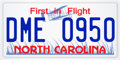 NC license plate DME0950